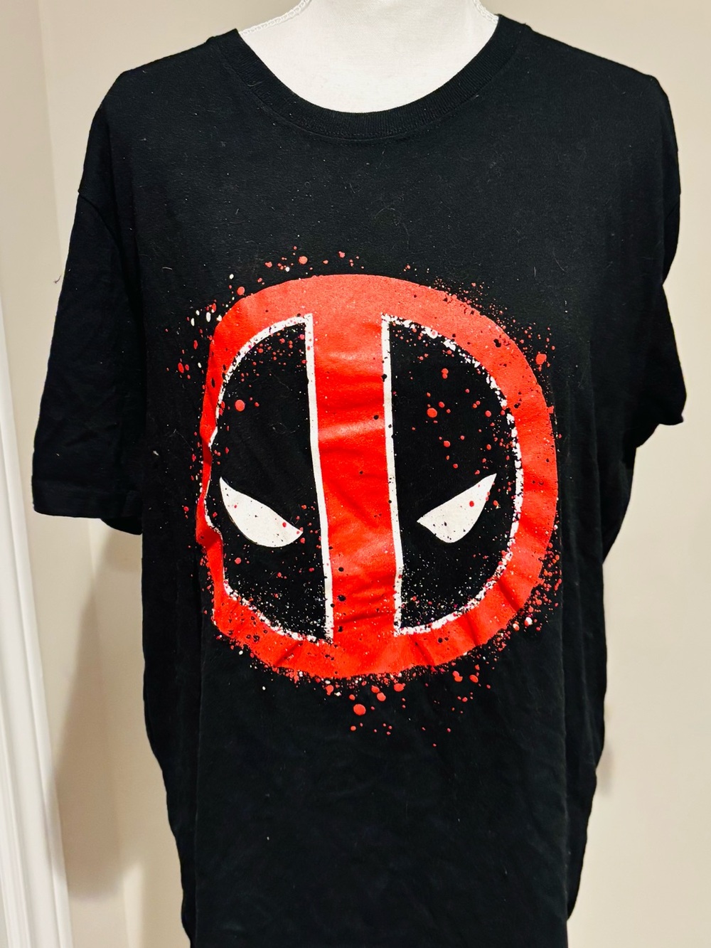 Marvel Deadpool Logo Graphic T-Shirt Black Red Size Large